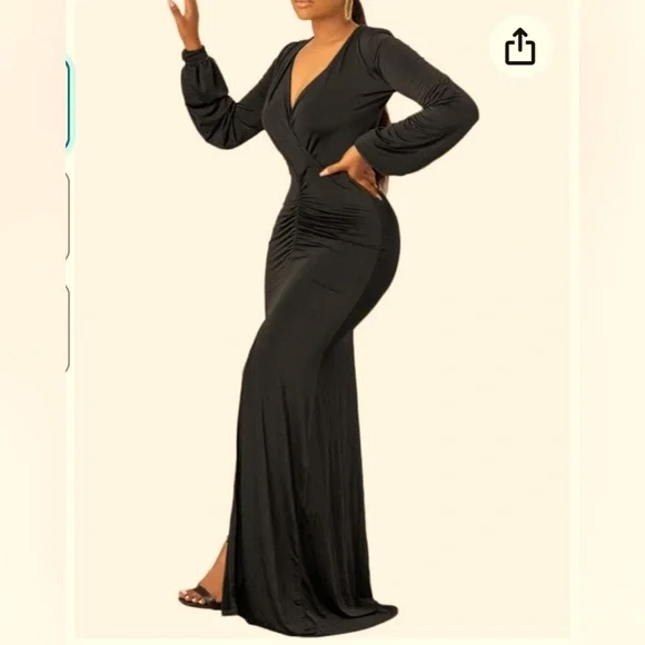 Dresses | Women Evening Long Prom Dress Long Sleeve Deep V Neck Bodycon  Maxi Dress | Poshmark